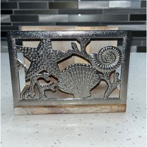 Thirstystone Acacia Wood Seashell Napkin Holder